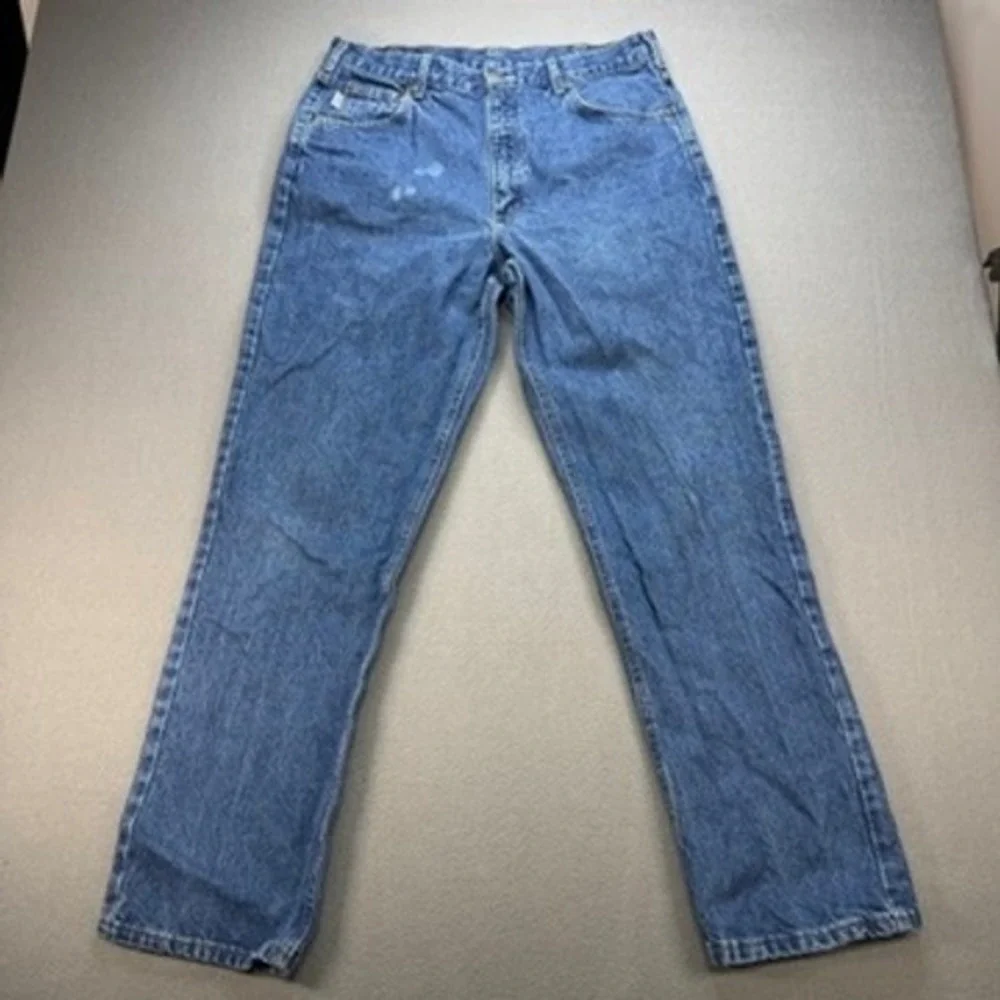 Carhartt Denim Jeans B170 DST Mens 36x32 (FIT 34x32) Blue Workwear Made in USA